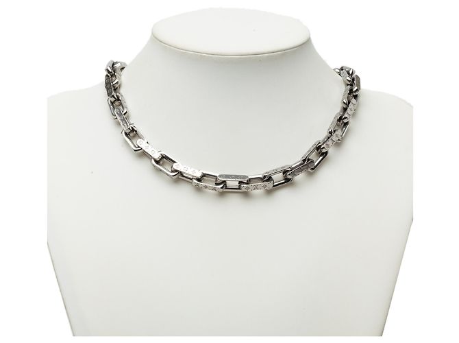 Collana a maglie Monogram Louis Vuitton in acciaio inossidabile argento - vista 4