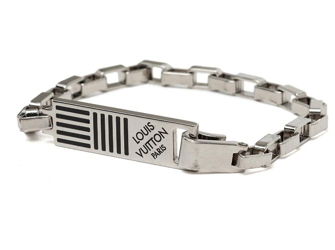 Bracciale a catena Louis Vuitton in ottone argentato e smalto Damier Colors Argento - vista 2