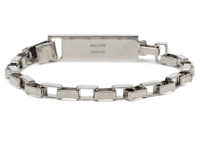 Bracciale a catena Louis Vuitton in ottone argentato e smalto Damier Colors Argento - vista 3