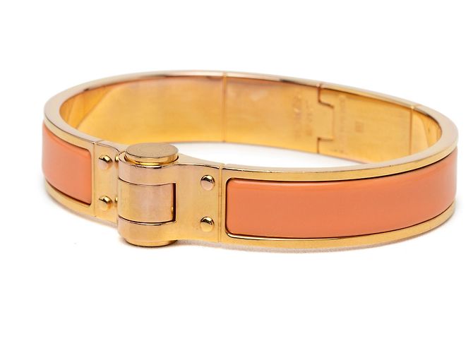 Hermès Orange Narrow Emaille-Scharnierarmband PM - Ansicht 2