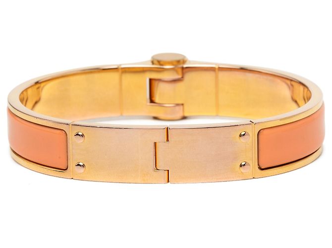 Hermès Orange Narrow Emaille-Scharnierarmband PM - Ansicht 3