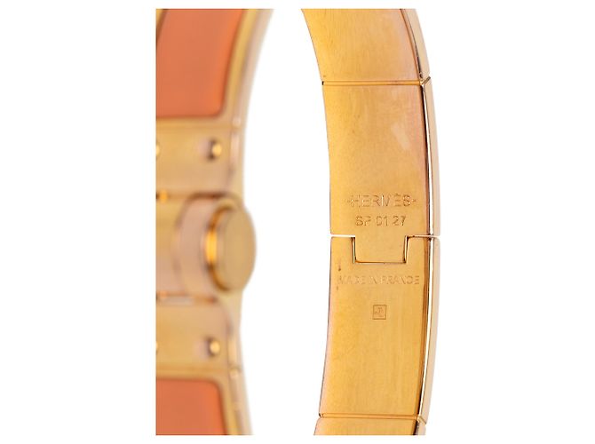 Hermès Orange Narrow Emaille-Scharnierarmband PM - Ansicht 4
