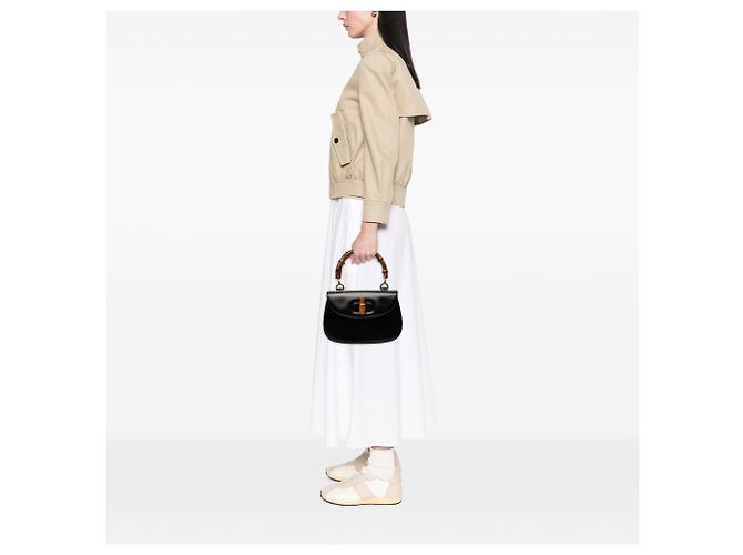 Gucci Black Calfskin Bamboo Night Nero - vista 8