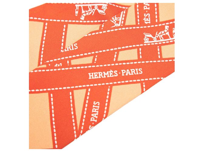 Hermès Orange Bolduc Seidentuch Twilly - Ansicht 2