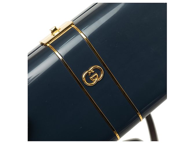Borsa a tracolla Gucci in vernice blu con chiusura Interlocking G Blu navy - vista 5