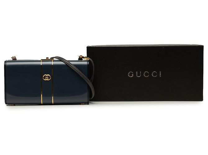 Borsa a tracolla Gucci in vernice blu con chiusura Interlocking G Blu navy - vista 7