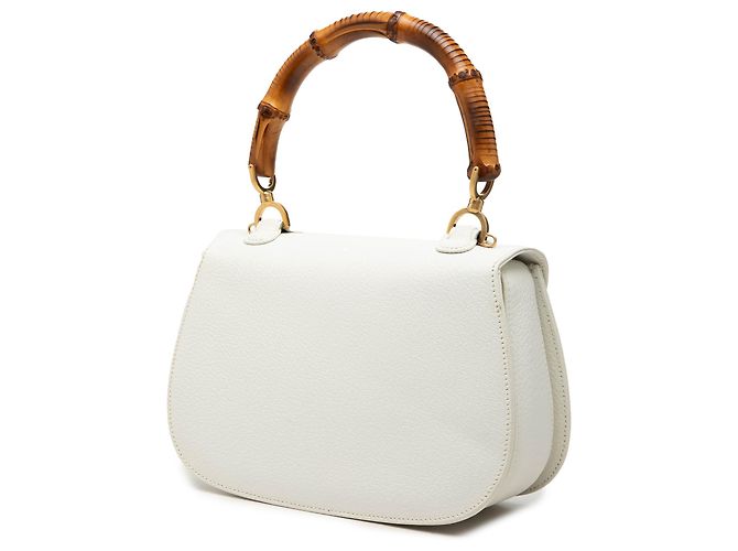 Gucci White Calfskin Bamboo Night Bianco - vista 2