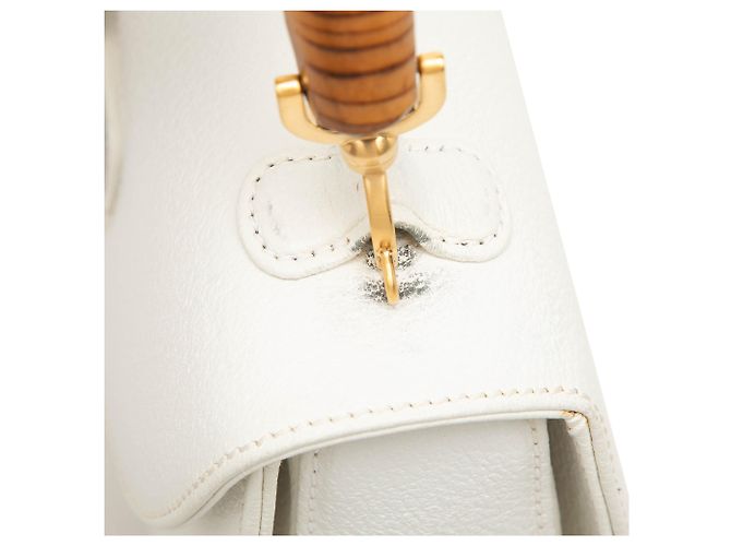 Gucci White Calfskin Bamboo Night Bianco - vista 6