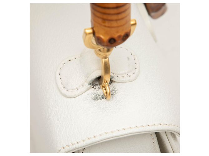 Gucci White Calfskin Bamboo Night Bianco - vista 7