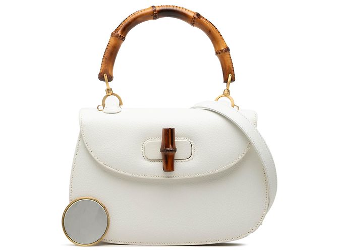 Gucci White Calfskin Bamboo Night Bianco - vista 9