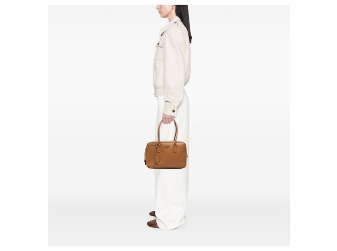 Prada Brown Saffiano Bauletto Handtasche Braun - Ansicht 6