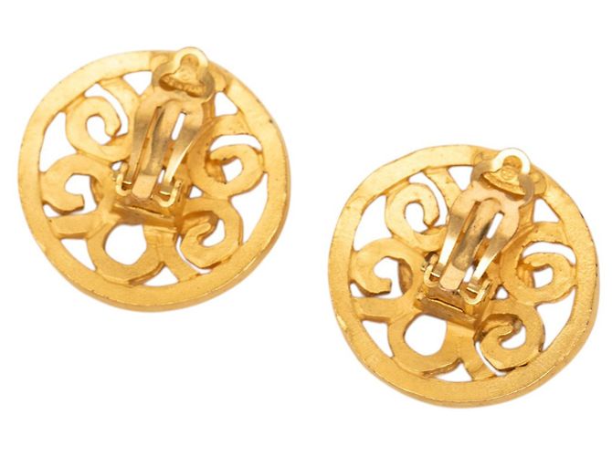 Orecchini a clip rotondi Chanel Gold CC placcati oro D'oro - vista 2