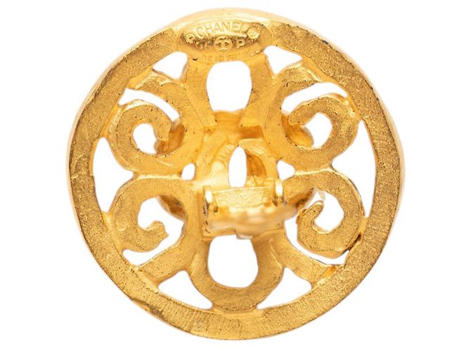 Orecchini a clip rotondi Chanel Gold CC placcati oro D'oro - vista 3