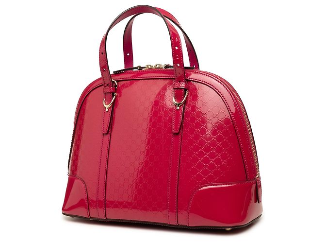 Borsa Gucci Nice Dome Small in pelle verniciata Microguccissima rosa - vista 2