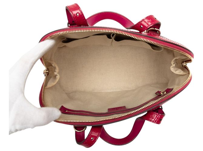 Borsa Gucci Nice Dome Small in pelle verniciata Microguccissima rosa - vista 4