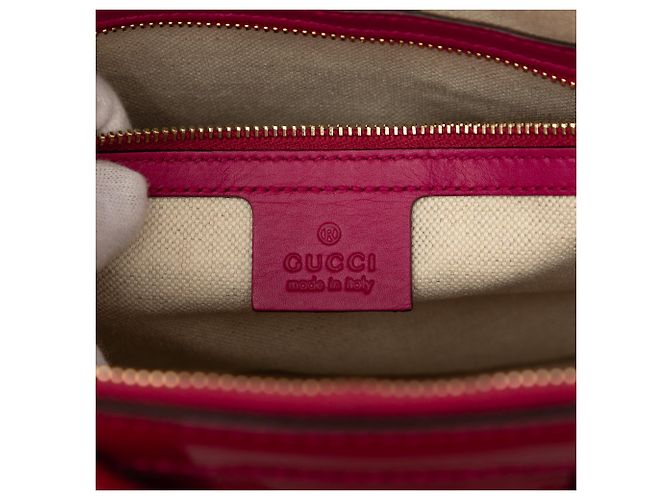 Borsa Gucci Nice Dome Small in pelle verniciata Microguccissima rosa - vista 5