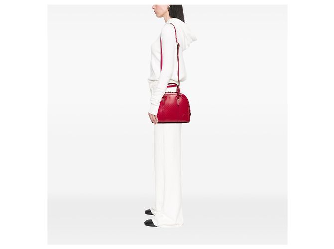 Borsa Gucci Nice Dome Small in pelle verniciata Microguccissima rosa - vista 7