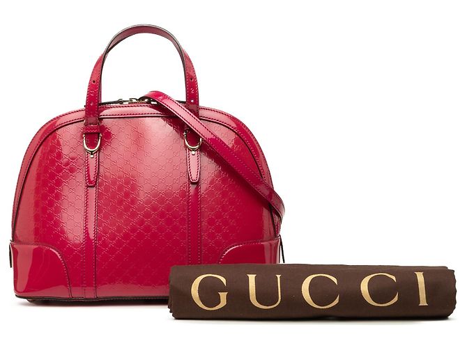 Borsa Gucci Nice Dome Small in pelle verniciata Microguccissima rosa - vista 8