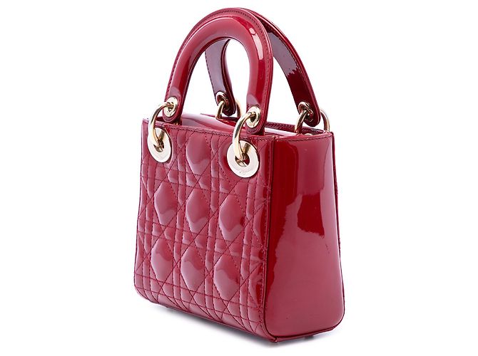 Autre Marque Dior Red Mini Patent Cannage Lady Dior Rosso Bordò - vista 2