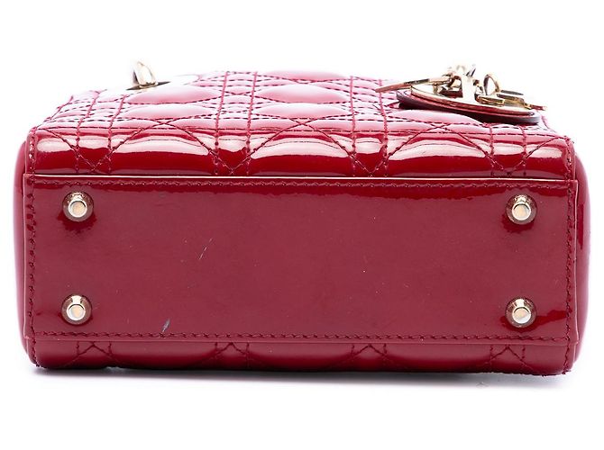Autre Marque Dior Red Mini Patent Cannage Lady Dior Rosso Bordò - vista 3