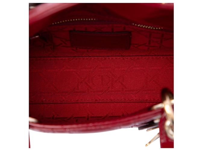 Autre Marque Dior Red Mini Patent Cannage Lady Dior Rosso Bordò - vista 4