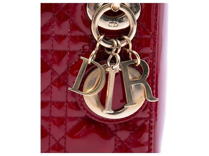 Autre Marque Dior Red Mini Patent Cannage Lady Dior Rosso Bordò - vista 5