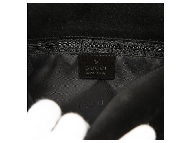 Bamboo Bolsa Gucci em camurça preta com alça de bambu Preto - vista 5