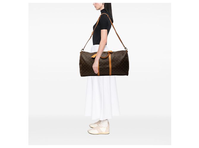 Louis Vuitton Brown Monogram Keepall Bandouliere 60 Marrom - vista 9