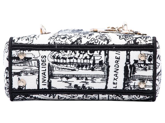 Autre Marque Dior White Mini Embroidered Canvas Plan de Paris Lady D Lite Blanco - vista 3