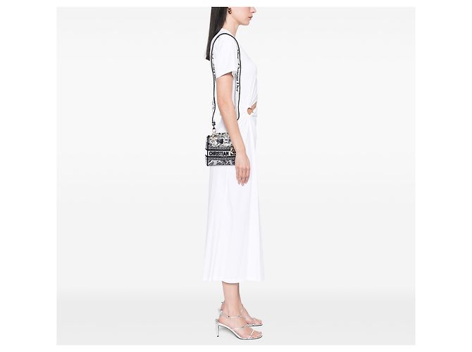 Autre Marque Dior White Mini Embroidered Canvas Plan de Paris Lady D Lite Blanco - vista 6