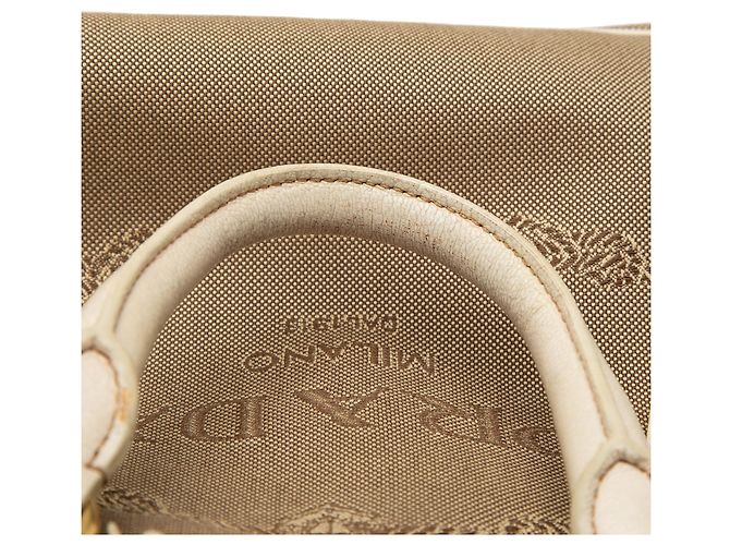 Bow Borsa Satchel Prada in tela Canapa beige con logo e fiocco - vista 7