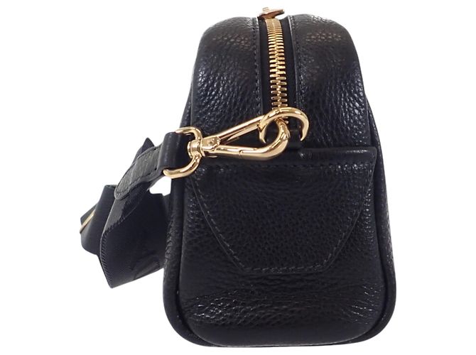 Prada Camera Bag aus perforiertem schwarzem Vitello Daino Leder mit Logo - Ansicht 9