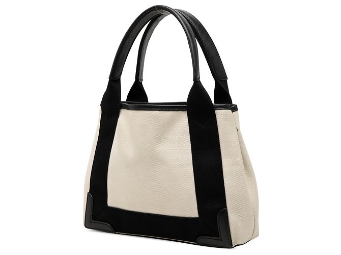 Balenciaga Borsa Cabas Satchel XS in tela marrone e blu navy Beige - vista 2
