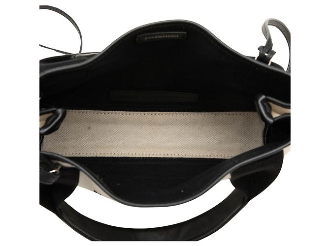 Balenciaga Borsa Cabas Satchel XS in tela marrone e blu navy Beige - vista 4