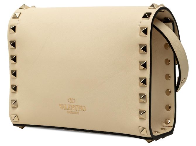 Valentino Mini Borsa a Tracolla Rockstud in Pelle Bianca Bianco Crudo - vista 2