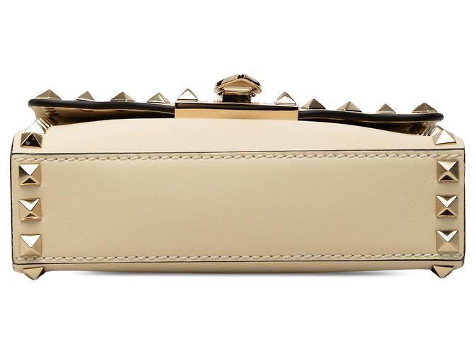 Valentino Mini Borsa a Tracolla Rockstud in Pelle Bianca Bianco Crudo - vista 3