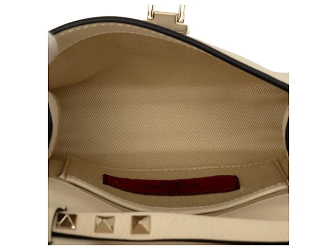 Valentino Mini Borsa a Tracolla Rockstud in Pelle Bianca Bianco Crudo - vista 4