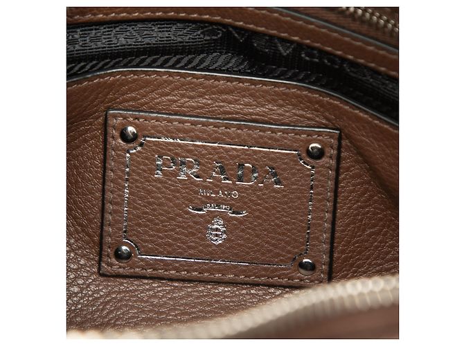 Borsa Prada in Vitello Phenix marrone con chiusura a zip - vista 5