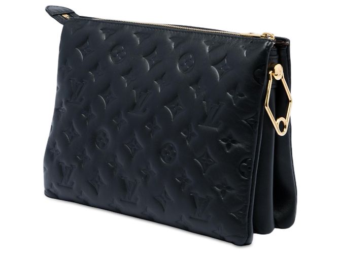 Louis Vuitton Coussin PM in pelle di agnello puffy nera con Monogram in rilievo Nero - vista 3