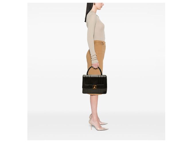 Borsa Chanel Mademoiselle Kelly Top Handle in pelle d'agnello nera Nero - vista 6