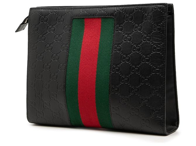 Clutch Gucci Black Guccissima Web Nero - vista 2
