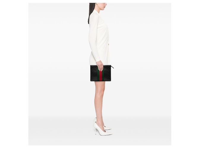 Clutch Gucci Black Guccissima Web Nero - vista 6