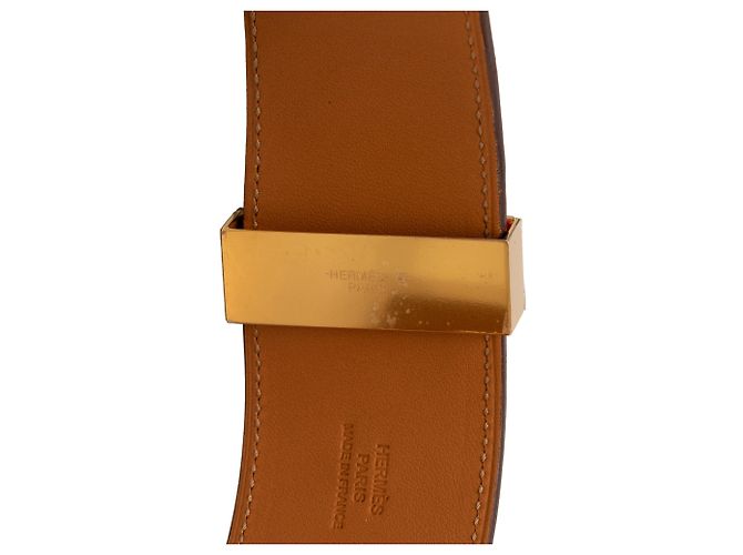 Bracciale Collier de Chien Hermès in Epsom rosso e placcato oro - vista 6