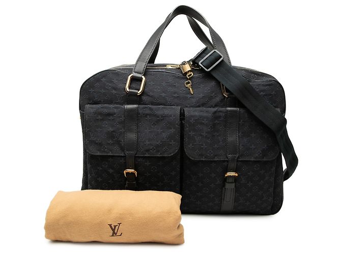 Louis Vuitton Blue Monogram Mini Lin Claudine Duffle Bag Blau Marineblau - Ansicht 7