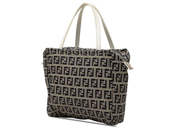 Borsa a mano Fendi Mini Zucchino Canvas Beige - vista 2