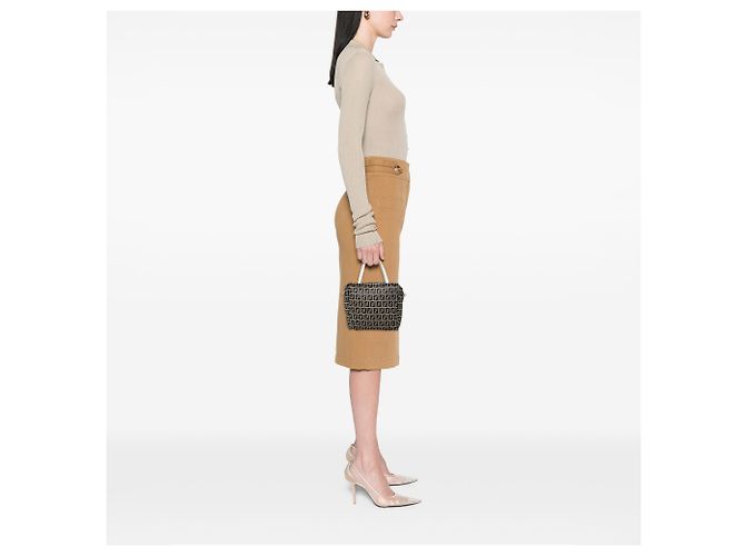 Borsa a mano Fendi Mini Zucchino Canvas Beige - vista 6