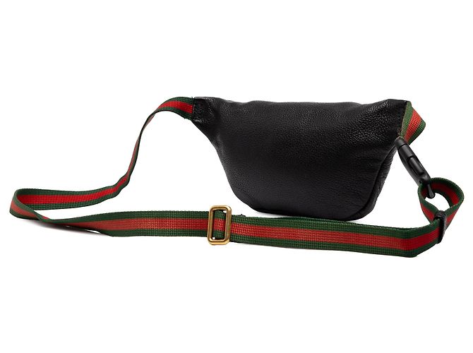 Borsa cintura Gucci Black Small Grained Calfskin Web Logo Nero - vista 2
