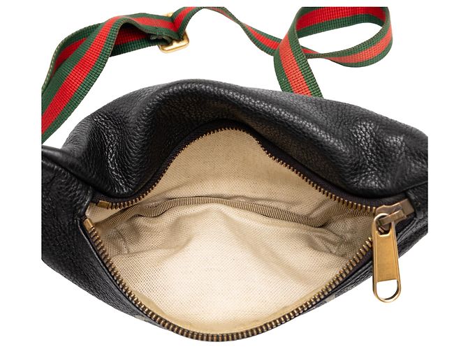 Borsa cintura Gucci Black Small Grained Calfskin Web Logo Nero - vista 4