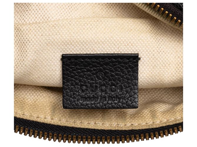 Borsa cintura Gucci Black Small Grained Calfskin Web Logo Nero - vista 5