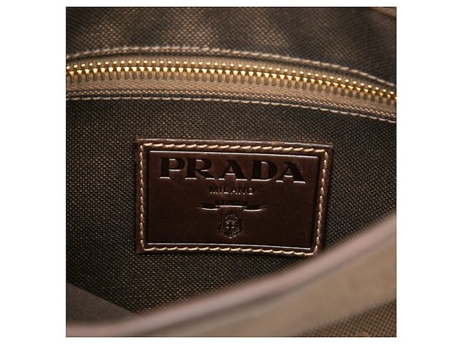 Prada Borsa a tracolla in tela Canapa logo marrone Marrone scuro - vista 5